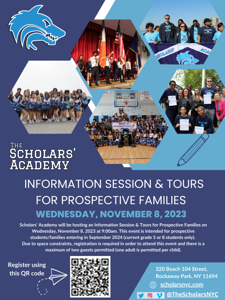 Graphic titled Information Session and tours for prospective families on november 8th 2023