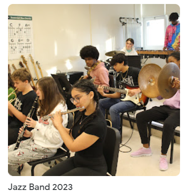 student's playing instruments for jazz band