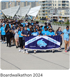 Students marching during annual boardwalkathon