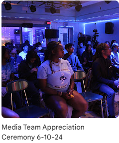 Students and teachers in the media studio