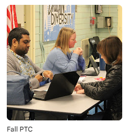 teacher conferencing with a parent