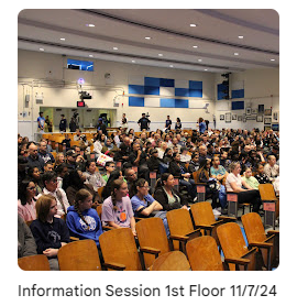 students and parents in the auditorium