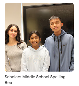 photo of middle schoolers participating in the spelling bee