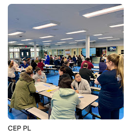 teachers and staff planning in cafeteria