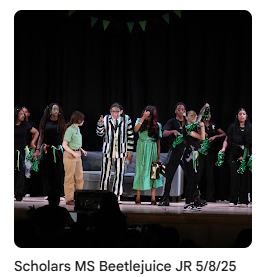 middle school performers on stage during beetlejuice