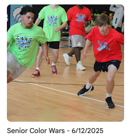 seniors playing a game of basketball during color wars