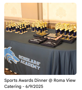 table with numerous awards for sports