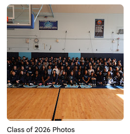 high school class of 2026 in gym for class photo