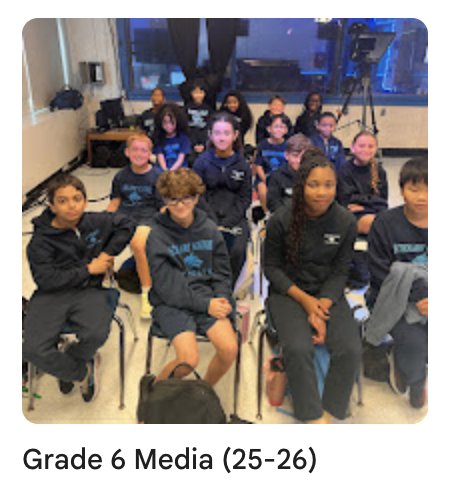 Grade 6 media students taking class photo