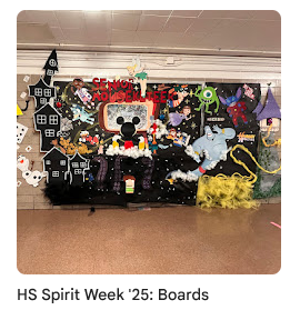 Senior class spirit week board in hallway