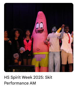 Highschool juniors on stage during skit performance