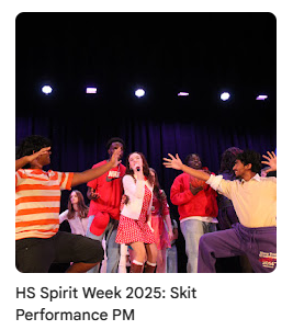 Highschool senior performers on stage during skit performance