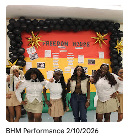 Black History Month performers taking group photo