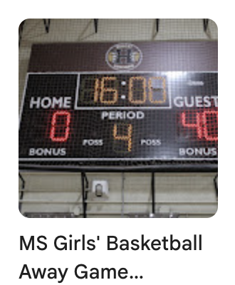 Middle School Girls' Away Basketball Game