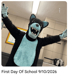 Our mascot greeting us